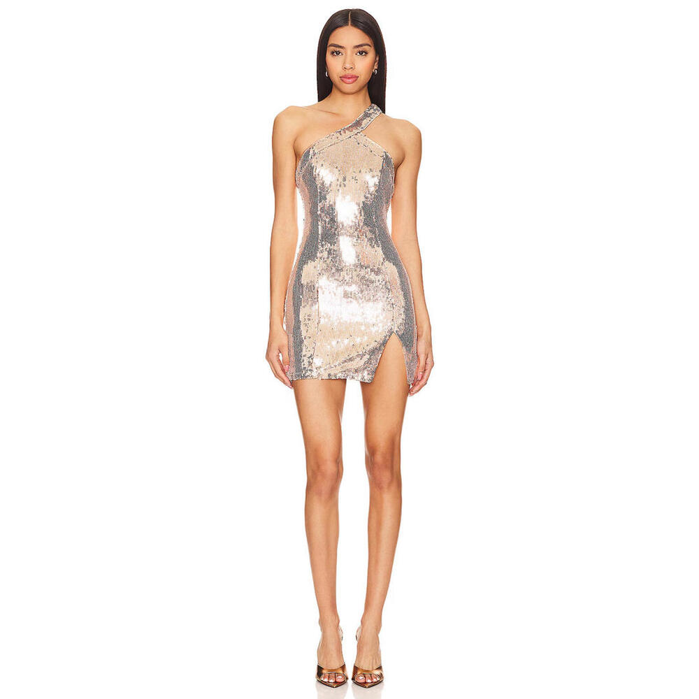 Superdown NWT Cicely Mini Dress in Sequin Multi ROSE GOLD  XL